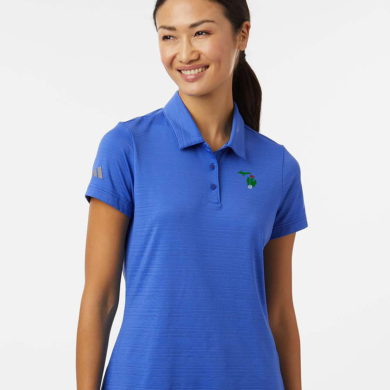 Ladies Adidas Textured Stripe Polo - Image 3